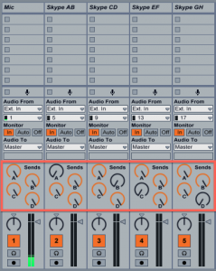 Send knobs in Live's input channels 