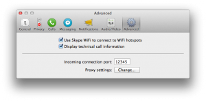 Skype's port settings 