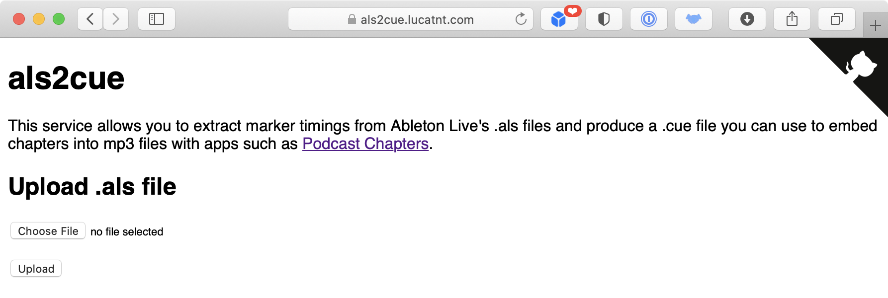 Screenshot of als2cue_web